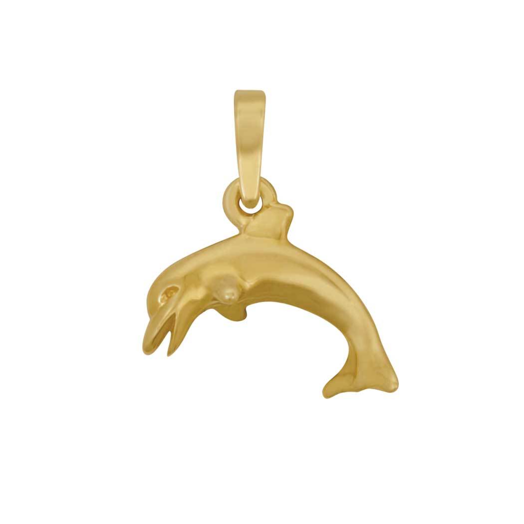 14k Yellow Gold Small Full Body Dolphin Pendant