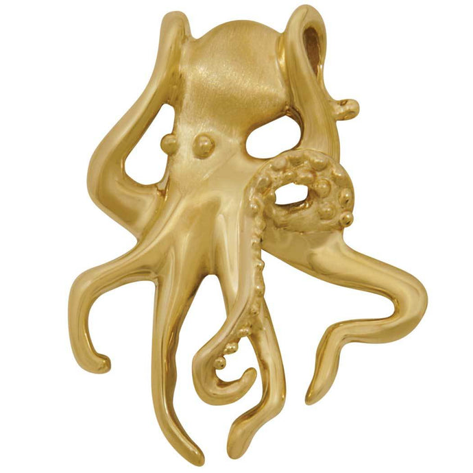 14k Yellow Gold Large Octopus Pendant