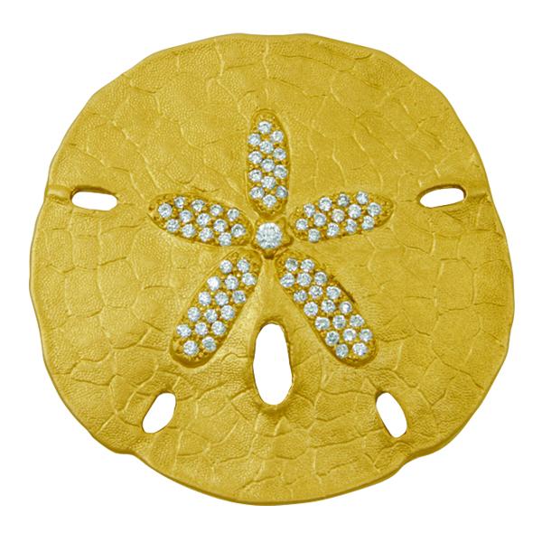 14k Yellow Gold Extra Large Pavé Sanddollar Pendant