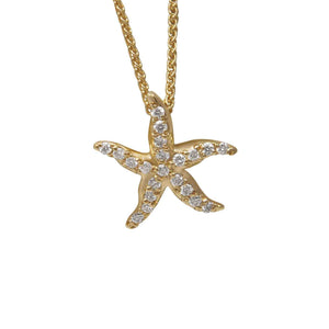 14k Yellow Gold "Sea Jewels" Diamond Starfish Pendant, D=.21tw