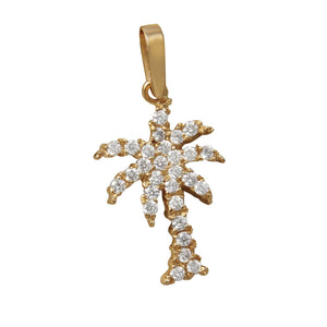 14k Yellow Gold "Sea Jewels" Diamond Palm Tree Pendant, D=.56tw