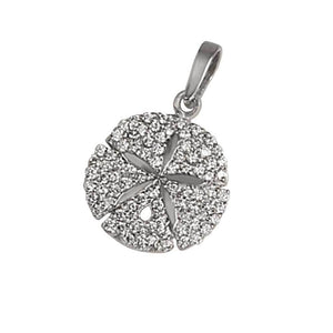 14k White Gold "Sea Jewels" Diamond Pavé Sanddollar Pendant, 88D=.44tw