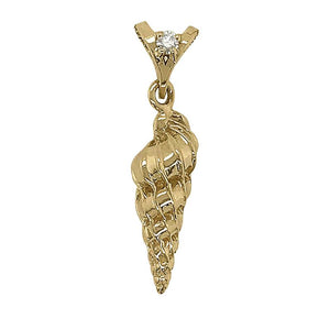 04 April "Birthshell": 14K Yellow Gold Pendant: The Wentletrap Shell with Diamond