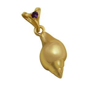 02 February "Birthshell": 14K Yellow Gold Pendant: The Tulip Shell with Amethyst