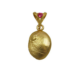 10 October "Birthshell": 14K Yellow Gold Pendant: The Baby’s Ear with Tourmaline