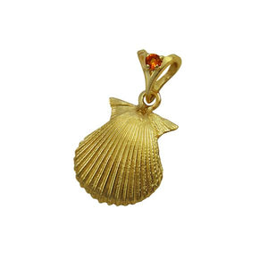 11 November "Birthshell": 14K Yellow Gold Pendant: The Scallop Shell with Citrine