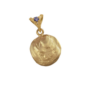 12 December "Birthshell": 14K Yellow Gold Pendant: The Jingle Shell with Tanzanite