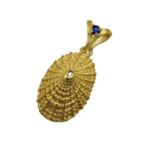 09 September "Birthshell": 14K Yellow Gold Pendant: The Limpet Shell with Sapphire