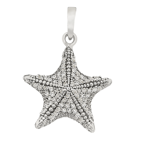 14k White Gold "Sea Jewels" Diamond Pavé Starfish Pendant, D=.44tw