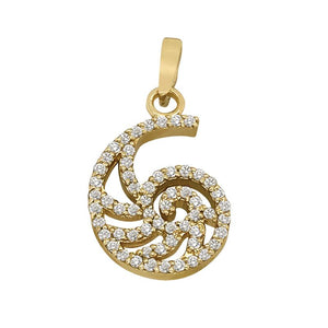 14k Yellow Gold "Sea Jewels" Diamond Pavé Nautilus Pendant, 59D=.38tw