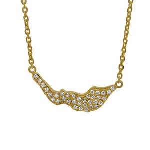 14 Karat Yellow Gold 17" East/West Small Sanibel Map with Diamond Pave Necklace, Dias=.35tw