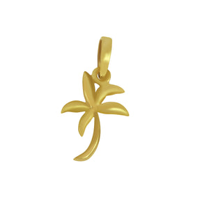 14K Yellow Gold Small Soft Graphic Palm Tree Pendant