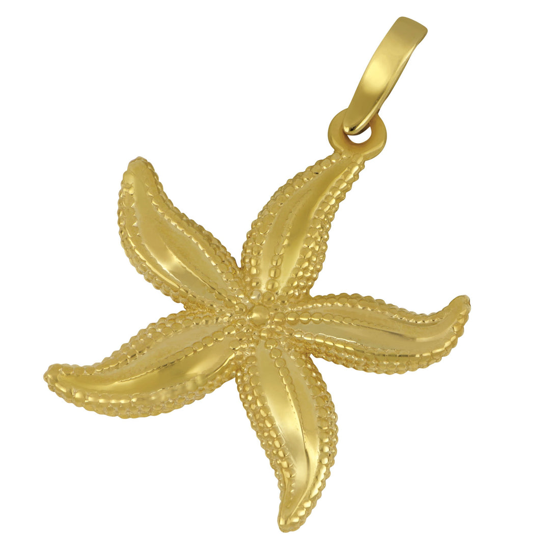 14k Yellow Gold Large Polished Starfish Pendant