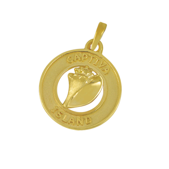14K Yellow Gold Captiva Disc with Conch Pendant