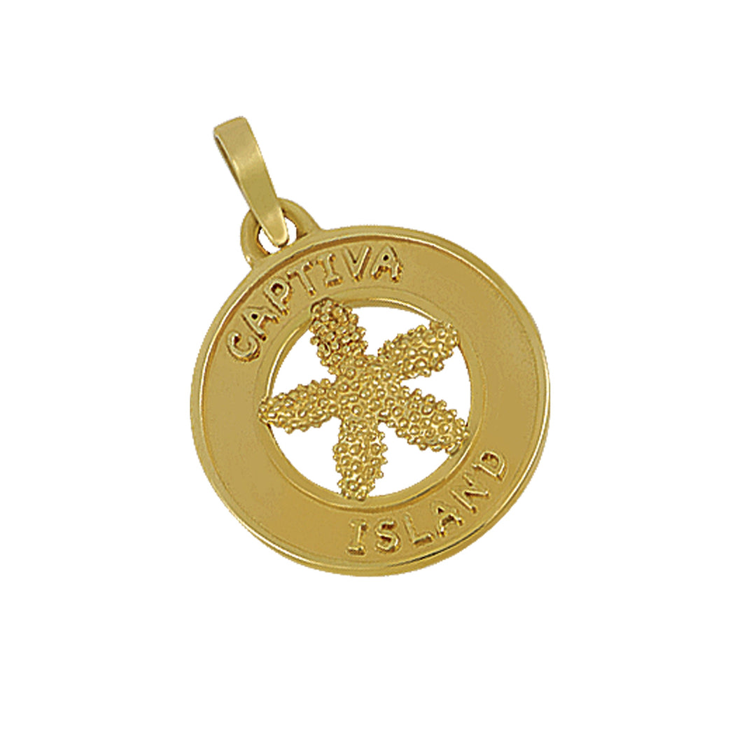 14k Yellow Gold Captiva Disc with Starfish Pendant