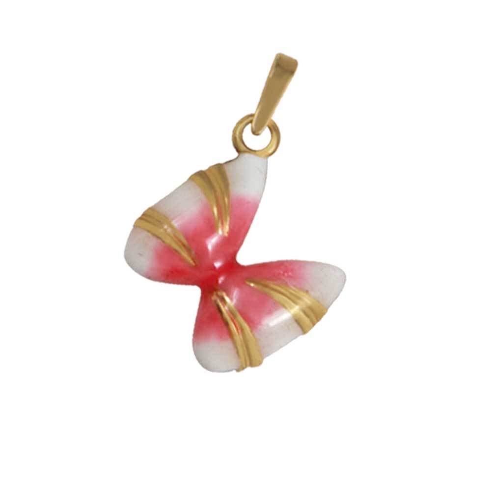 14k Yellow Gold Small Coquina Shell Pink Enamel Pendant
