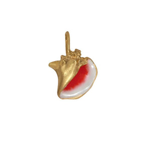 14k Yellow Gold Small Conch Pink Enamel Pendant