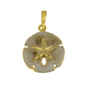 14 Karat Yellow Gold 17mm Sanddollar Enamel Pendant