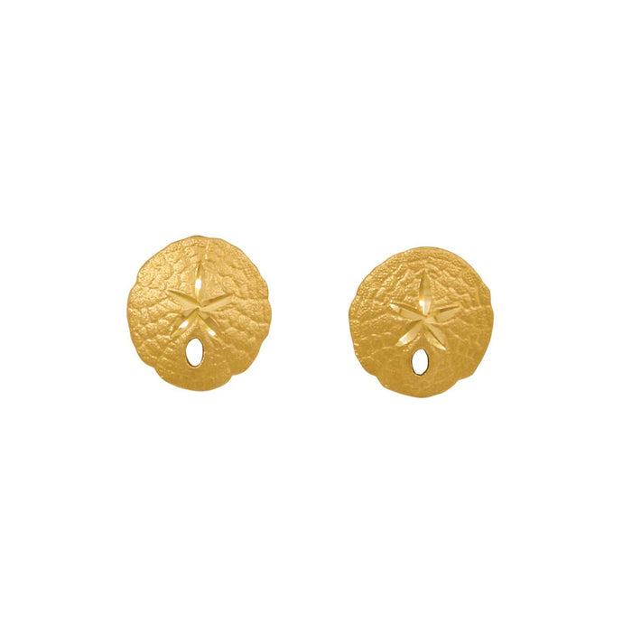 14k Yellow Gold 11mm Sanddollar Earrings