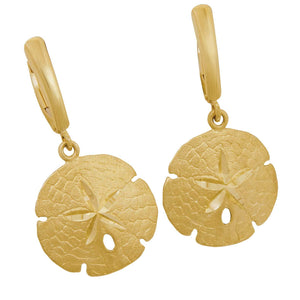 14k Yellow Gold 20mm Sanddollar Euro Wire Earrings