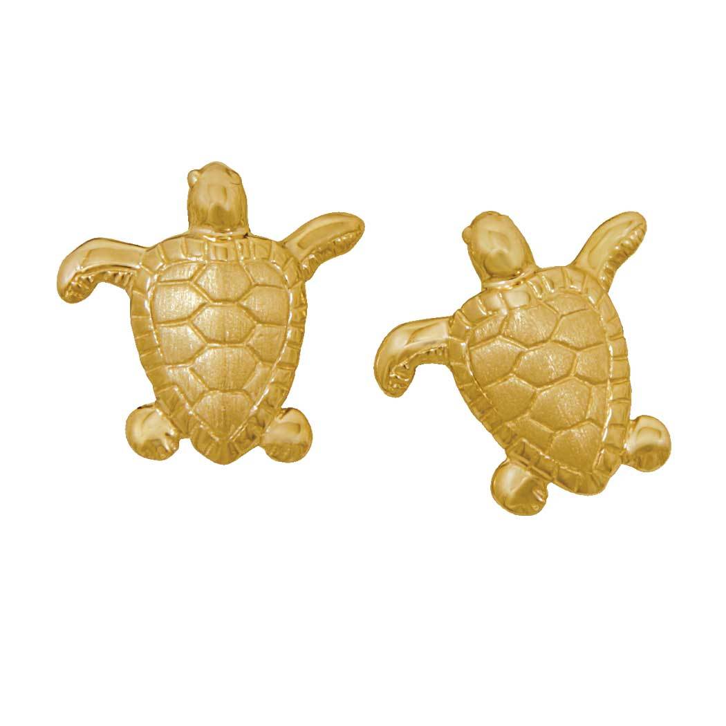 14k Yellow Gold Small Turtle Earrings