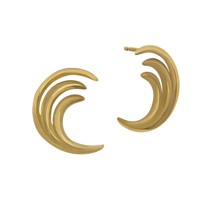 14K Yellow Gold Open Wave Earrings