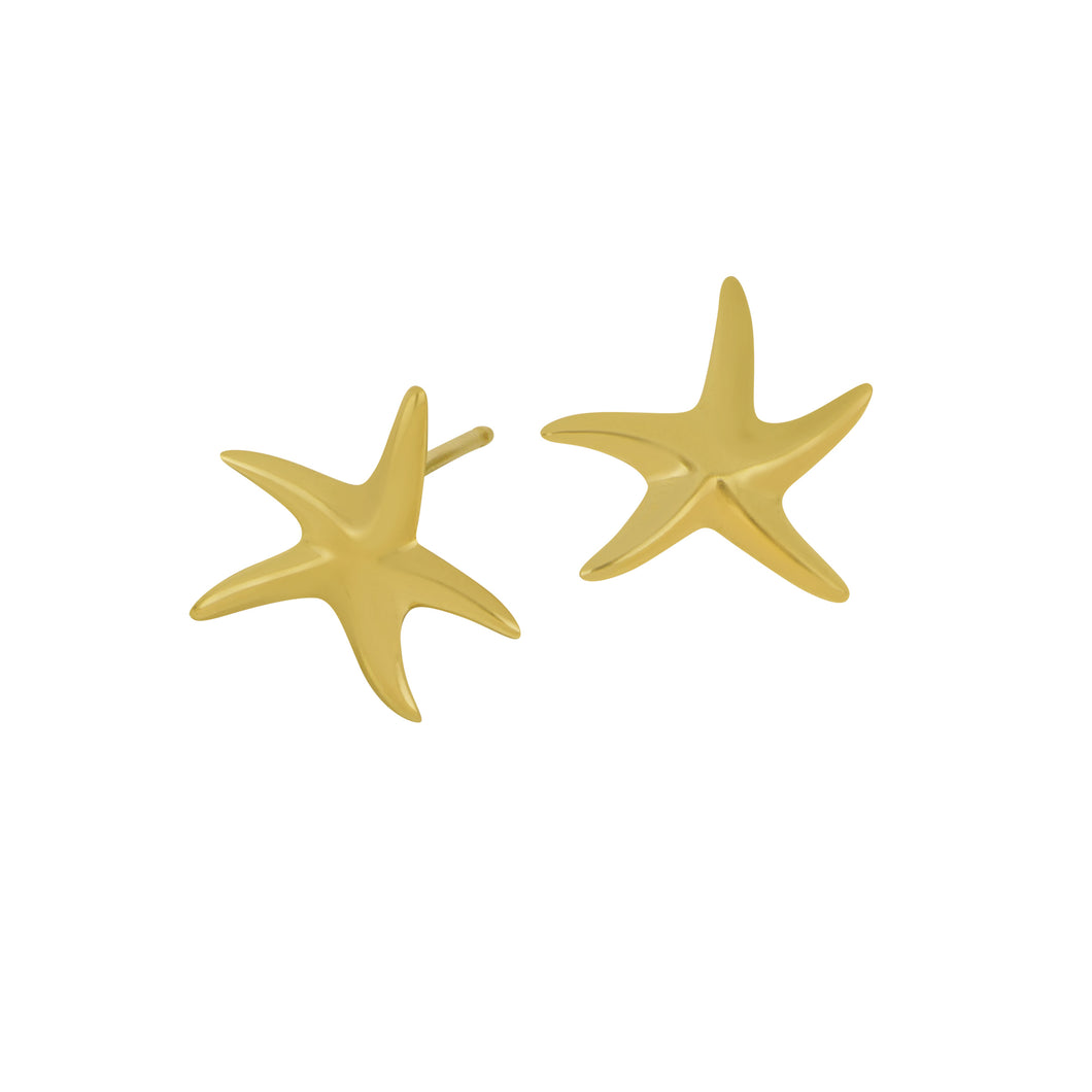 14k Yellow Gold Small Polished Starfish Earrings