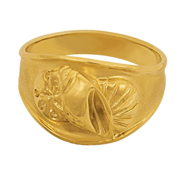14k Yellow Gold Wide 3-Shell Ring