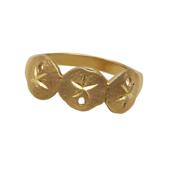 14k Yellow Gold Triple Sanddollar Ring
