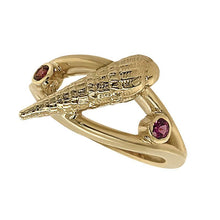 Load image into Gallery viewer, 01 January &quot;Birthshell&quot; 14K Yellow Gold Ring: The Auger Shell with Garnets