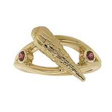 Load image into Gallery viewer, 01 January &quot;Birthshell&quot; 14K Yellow Gold Ring: The Auger Shell with Garnets