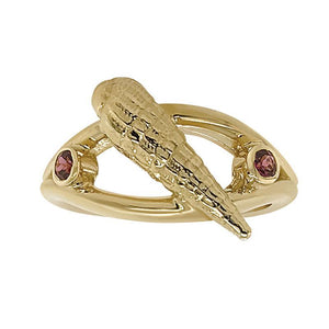 01 January "Birthshell" 14K Yellow Gold Ring: The Auger Shell with Garnets