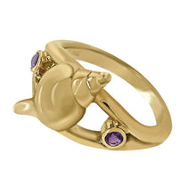 Load image into Gallery viewer, 02 February &quot;Birthshell&quot; 14K Yellow Gold Ring:  The Tulip Shell with Amethysts