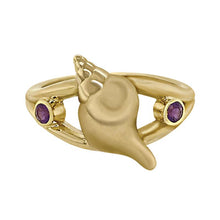 Load image into Gallery viewer, 02 February &quot;Birthshell&quot; 14K Yellow Gold Ring:  The Tulip Shell with Amethysts