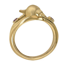 Load image into Gallery viewer, 02 February &quot;Birthshell&quot; 14K Yellow Gold Ring:  The Tulip Shell with Amethysts