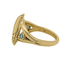 Load image into Gallery viewer, 03 March &quot;Birthshell&quot; 14K Yellow Gold Ring:  The Olive Shell with Aquamarines