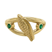 Load image into Gallery viewer, 05 May &quot;Birthshell&quot; 14K Yellow Gold Ring: The Junonia Shell with Emeralds