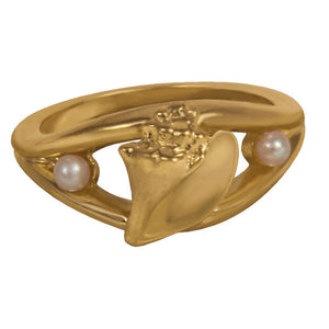 06 June "Birthshell": 14 karat Yellow Gold Ring: The Conch Shell with Pearl