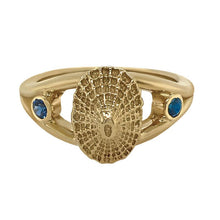 Load image into Gallery viewer, 09 September &quot;Birthshell&quot; 14K Yellow Gold Ring: The Limpet Shell with Sapphires