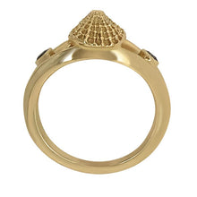 Load image into Gallery viewer, 09 September &quot;Birthshell&quot; 14K Yellow Gold Ring: The Limpet Shell with Sapphires