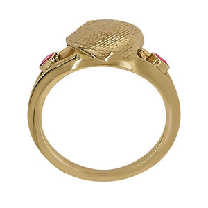 10 October "Birthshell" 14K Yellow Gold Ring: The Baby's Ear with Pink Tourmalines