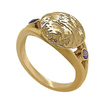 Load image into Gallery viewer, 12 December &quot;Birthshell&quot; 14K Yellow Gold Ring: The Jingle Shell with Tanzanites