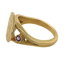 Load image into Gallery viewer, 12 December &quot;Birthshell&quot; 14K Yellow Gold Ring: The Jingle Shell with Tanzanites