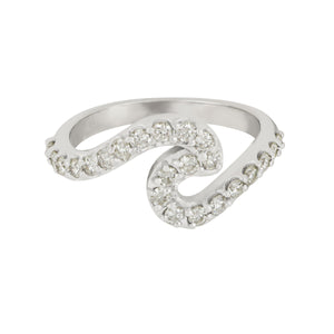14K White Gold Diamond Wave Ring, D=.63tw, Size 6.5