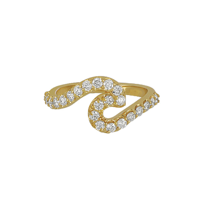 14k Yellow Gold Single Wave Ring size 7, D=0.63tw