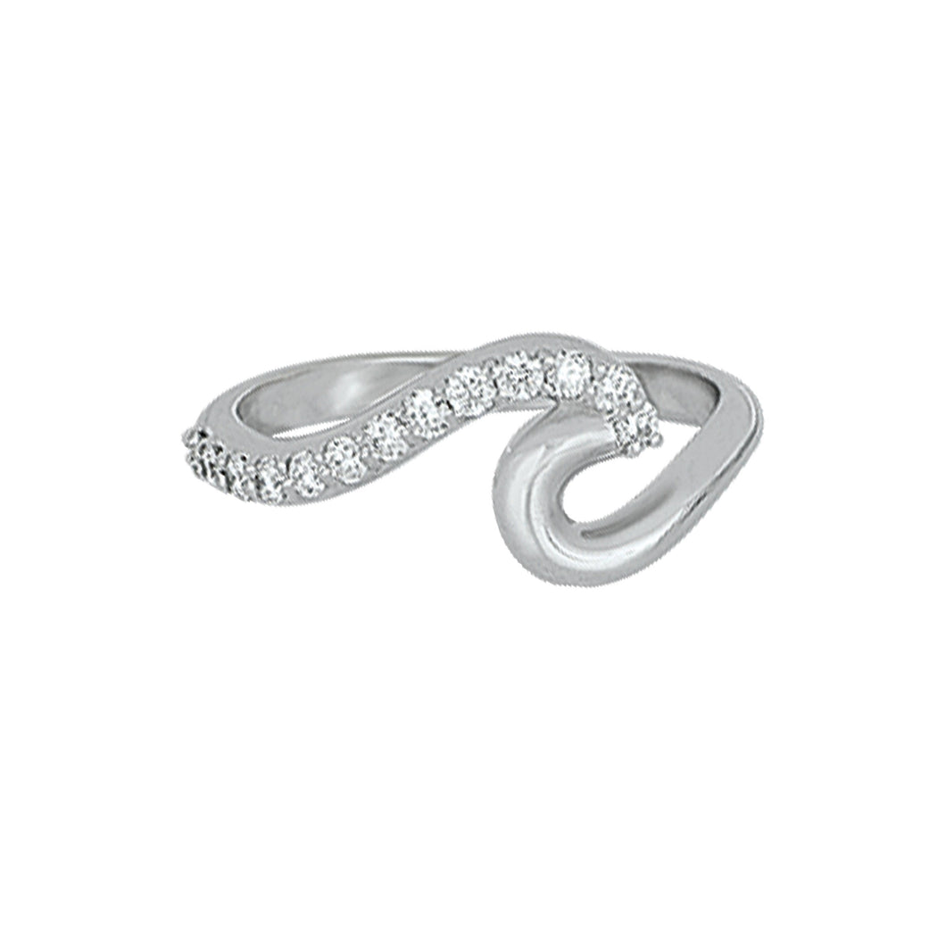 14k White Gold 1/2 Diamond Wave Ring size 6.5, D=0.24tw