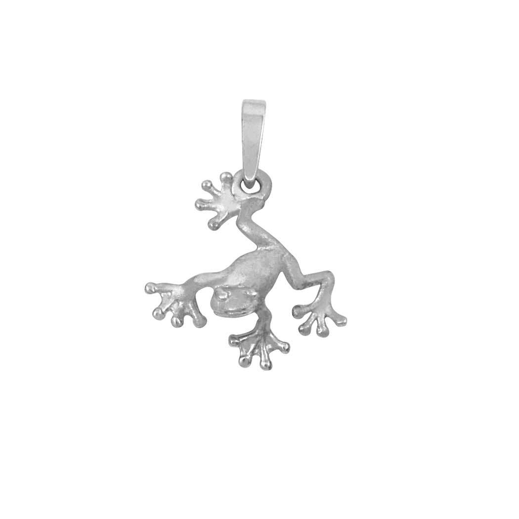 Sterling Silver Small Leaf Frog Pendant