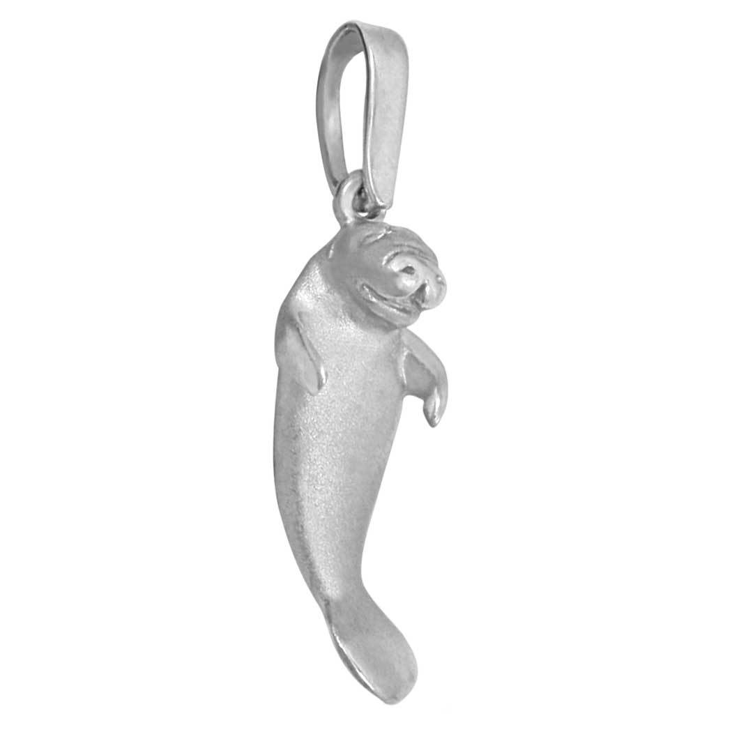 Sterling Silver Manatee Front View Pendant