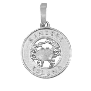 Sterling Silver Sanibel Disc with Crab Pendant