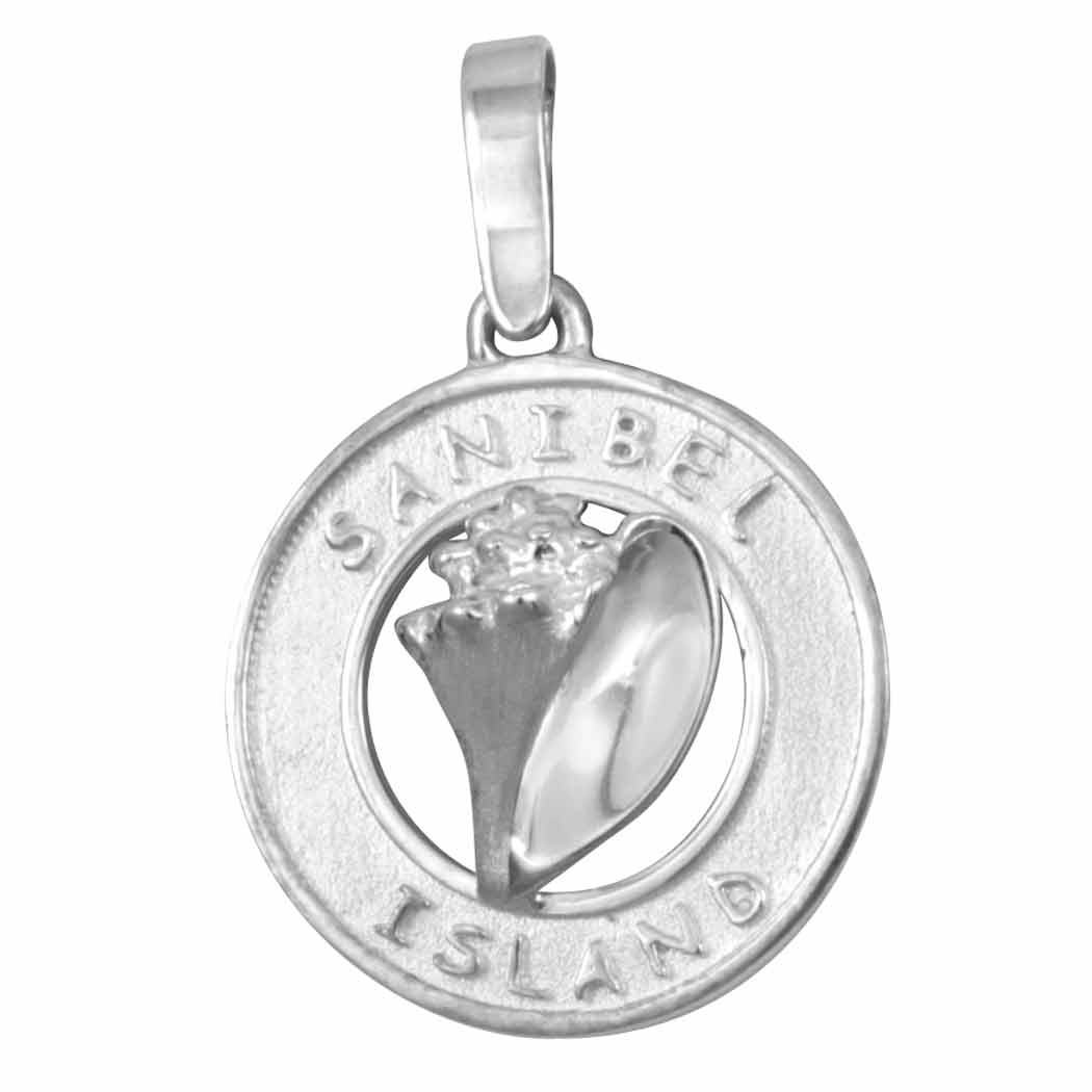 Sterling Silver Sanibel Disc with Conch Pendant